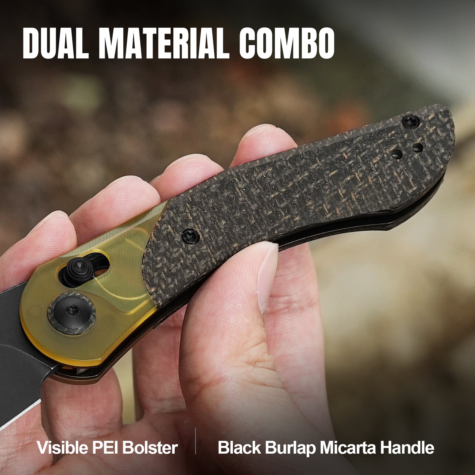 Mini Mystic | 154CM | Burlap Micarta+PEI | KizerV™ 3636C1