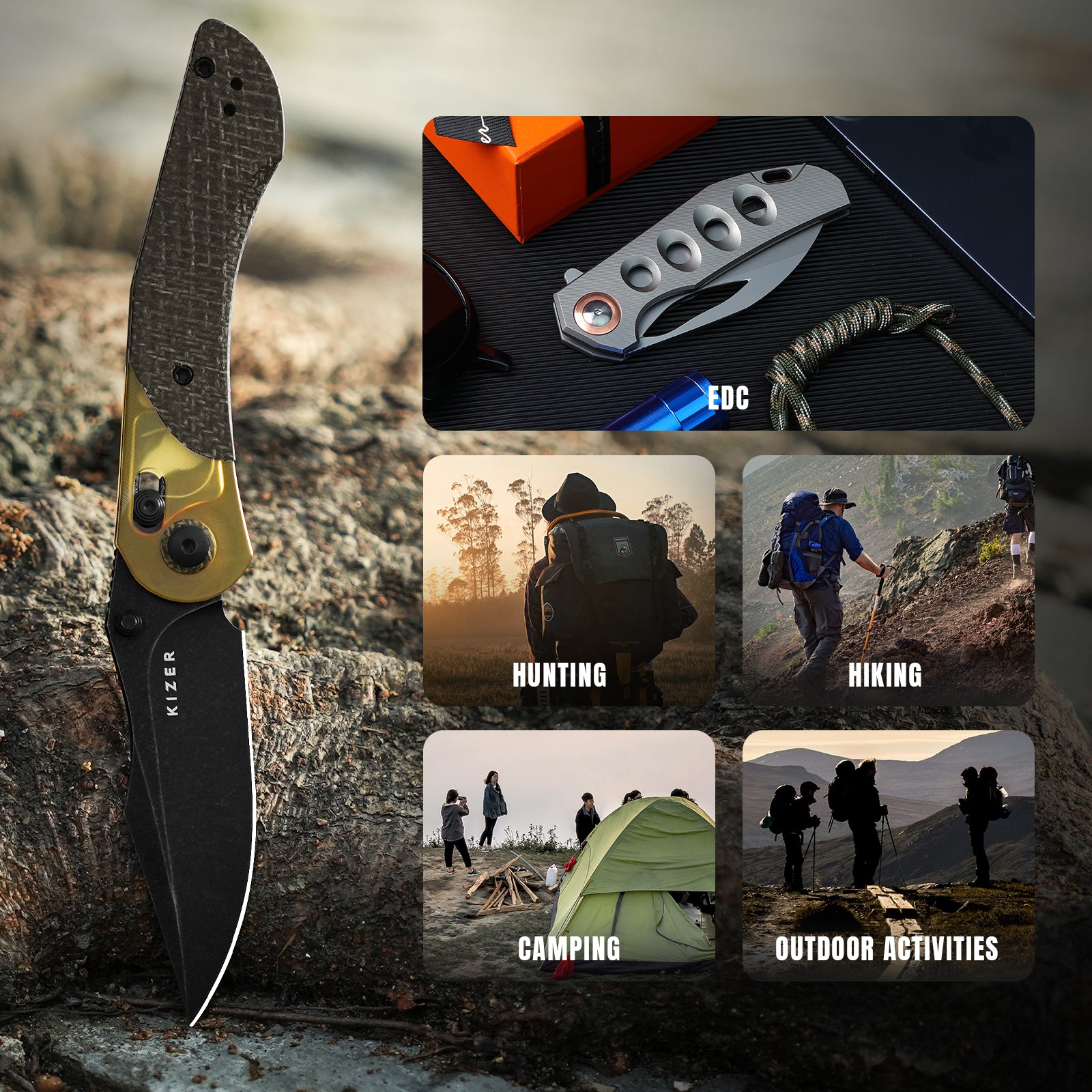 Mini Mystic | 154CM | Burlap Micarta+PEI | KizerV™ 3636C1