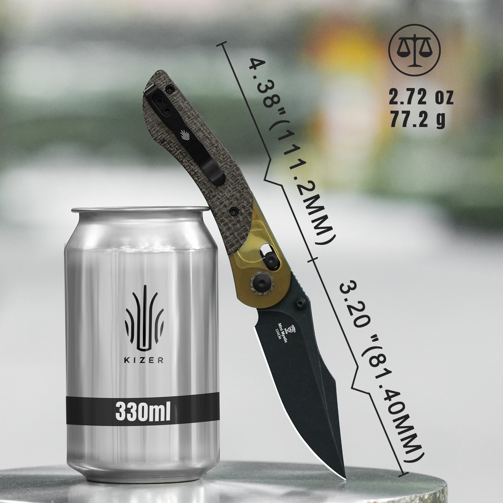 Mini Mystic | 154CM | Burlap Micarta+PEI | KizerV™ 3636C1