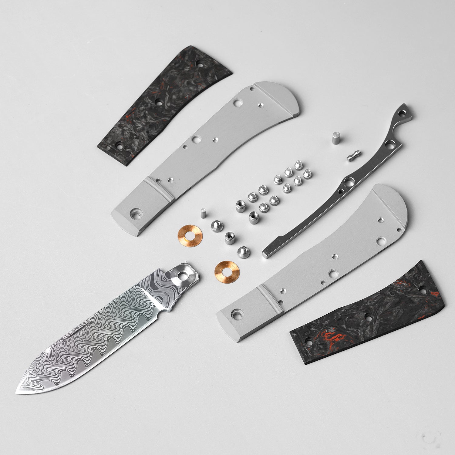 Trestle D With Pac-Bar | Rainbow Damascus | Aluminum & Fat Carbon | Slip Joint | KizerV™ 3760A5