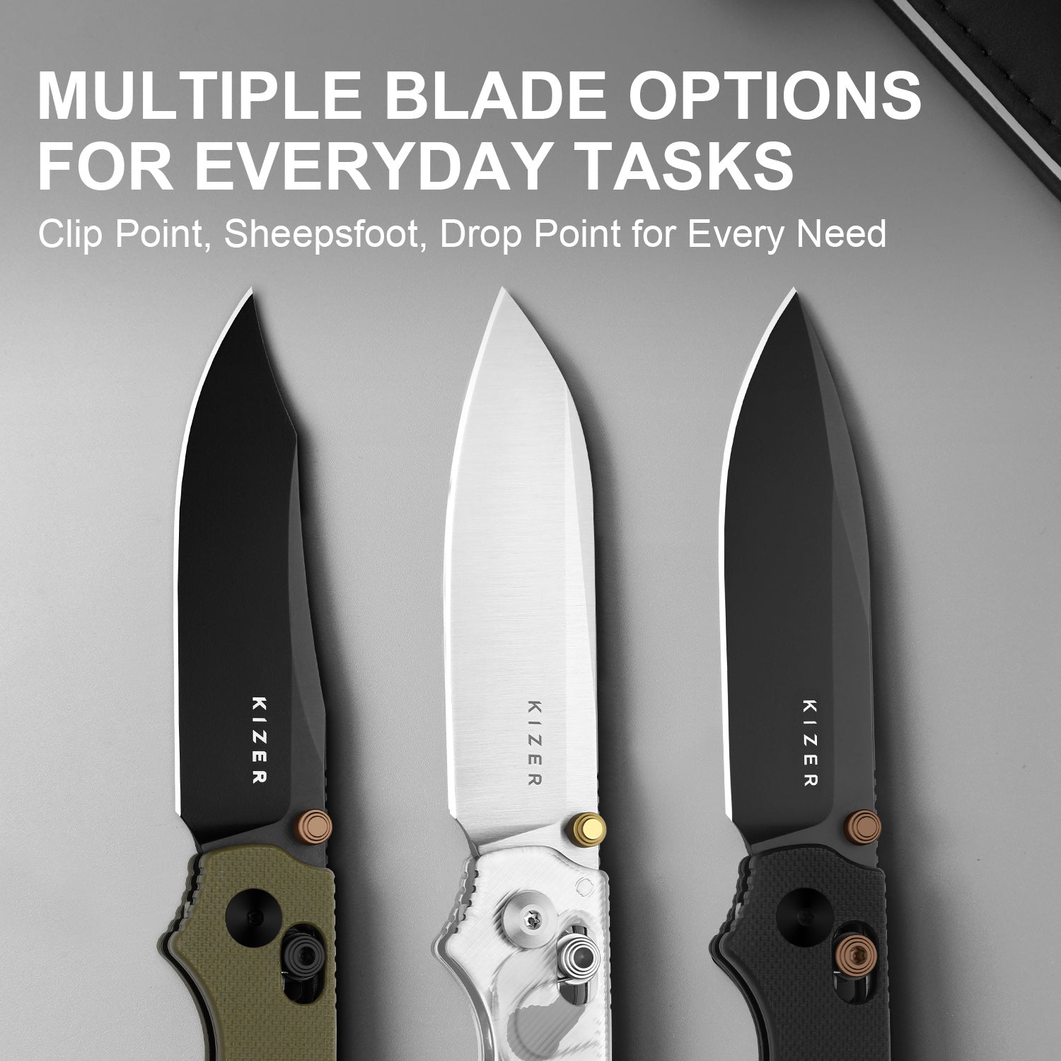 Pokiman CS | Kizer Clutch Lock™ |Sheepsfoot | Four-Finger Full Grip | Clear Acrylic | KizerV™ 3789A5