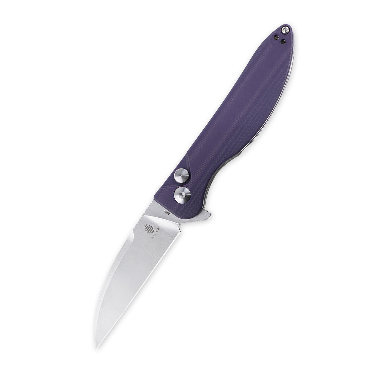 Kizer Swaggs Swayback Button Lock Knife Purple G-10 V3566N1 (2.99" SW)
